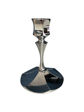 Vintage Irvinware Candlestick Holder – Mid Century Modern Silver Tone – Made in